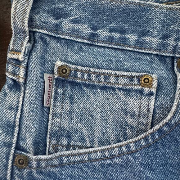 Vintage Carhartt B160 Work Jeans 36X29 Blue Denim Straight Workwear Distressed - Picture 12 of 12